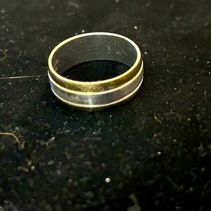 Stainless Steel  Simple Two-Tone Ring